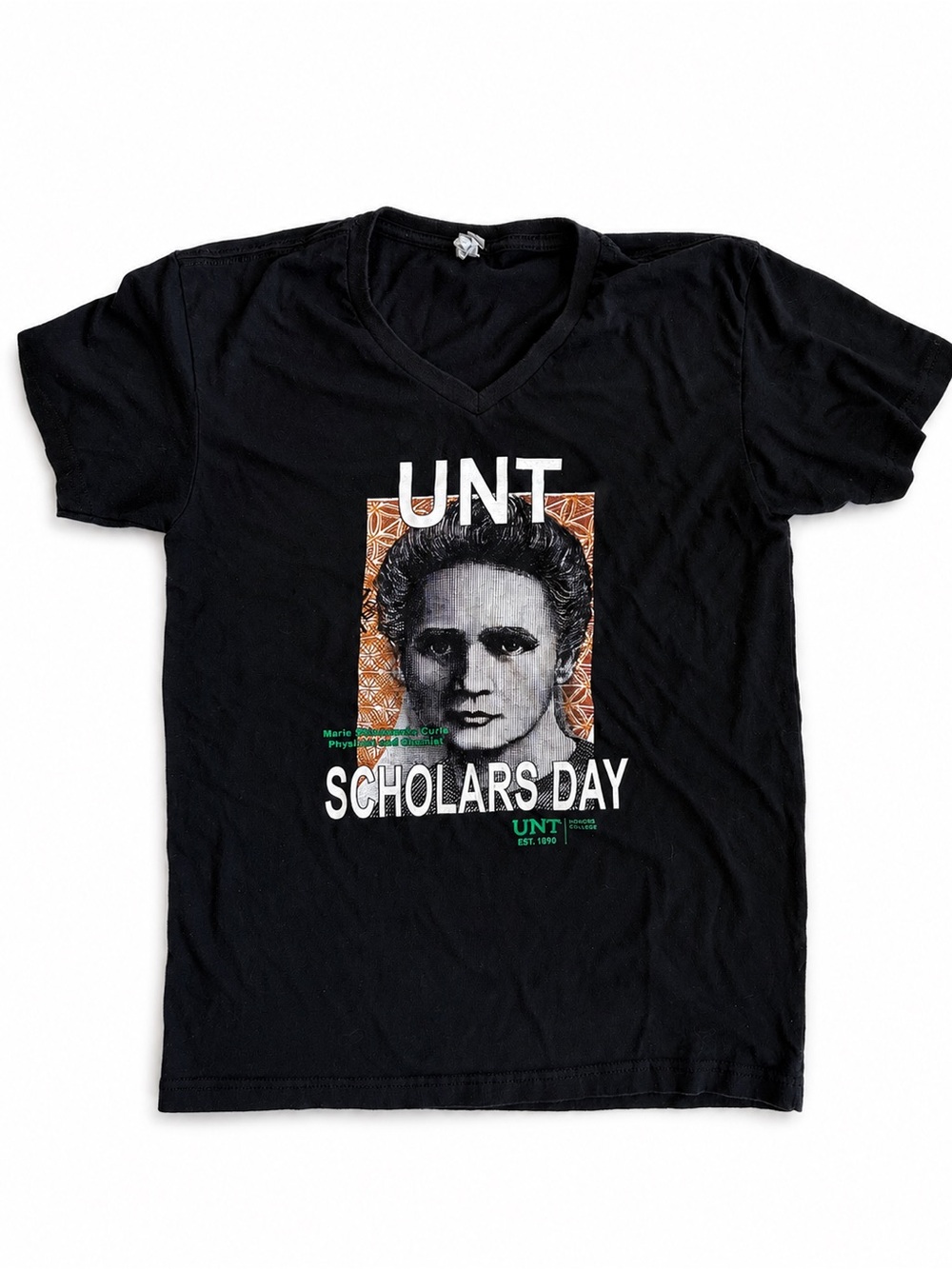 Next Level UNT Scholars Day Marie Curie Graphic T-Shirt Size S Soft Tee